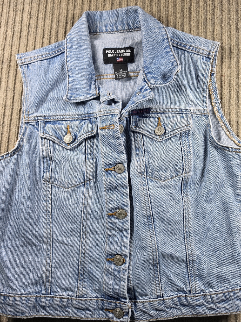 Vintage Polo Jeans Co Ralph Lauren Women's Denim Vest Medium Jean Vest Y2K